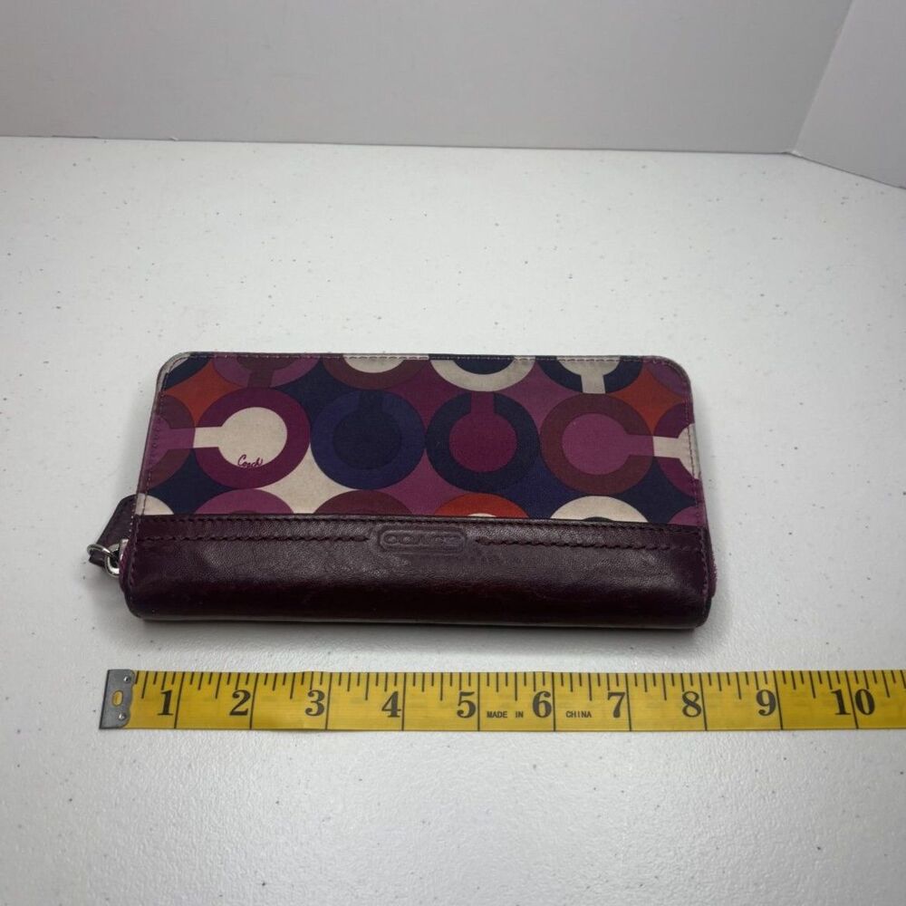 Coach Park Multicolor Purple Leather Monogram Signature Zip Wallet Designer - Picture 8 of 8